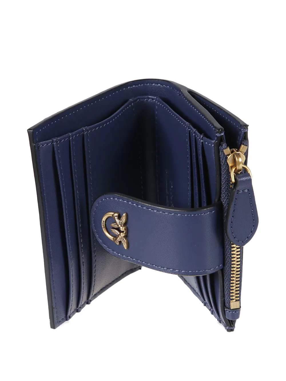 Pinko Love Birds Leather Wallet In Blue