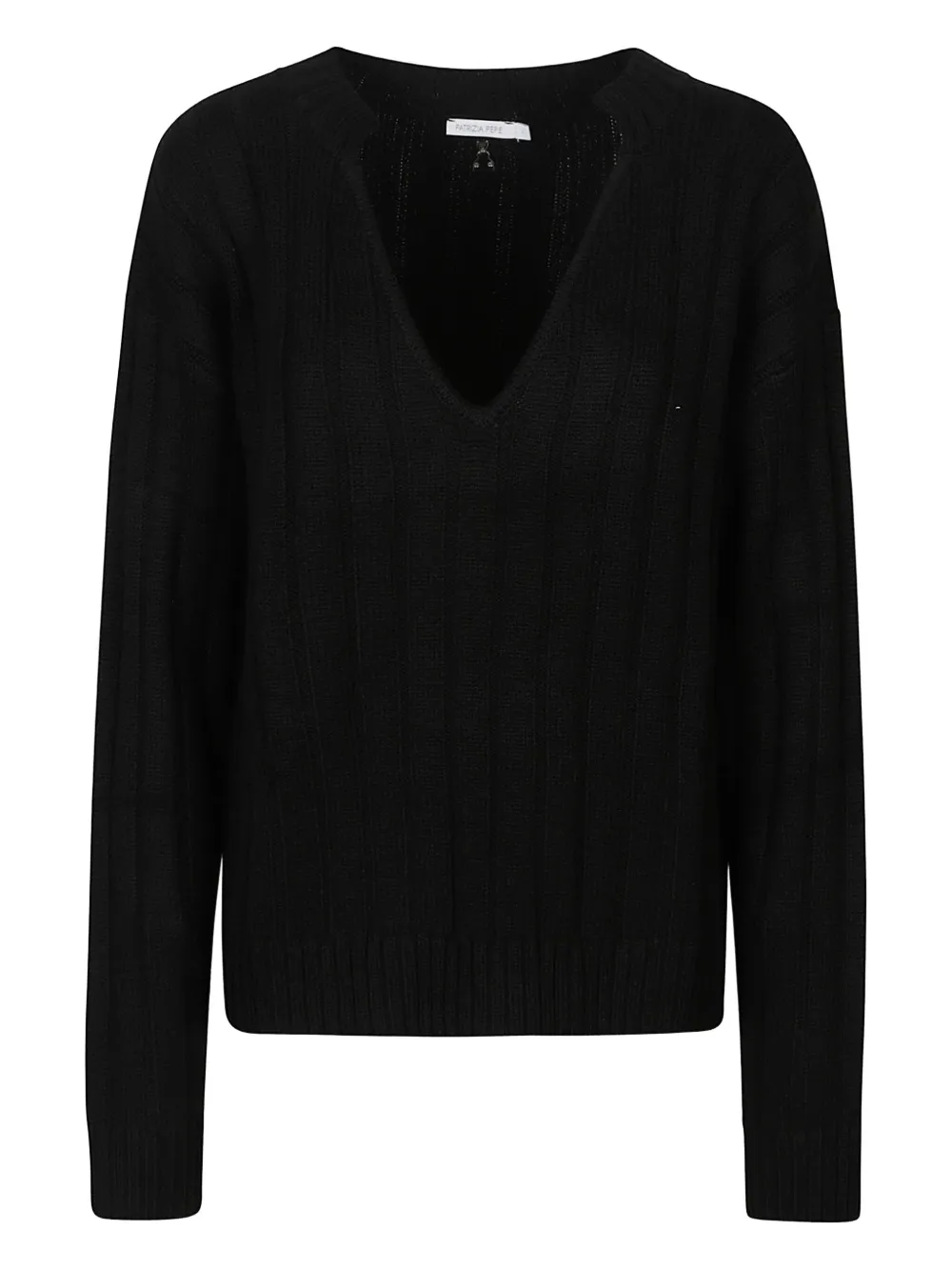 Patrizia Pepe V-neck ribbed sweater - Schwarz