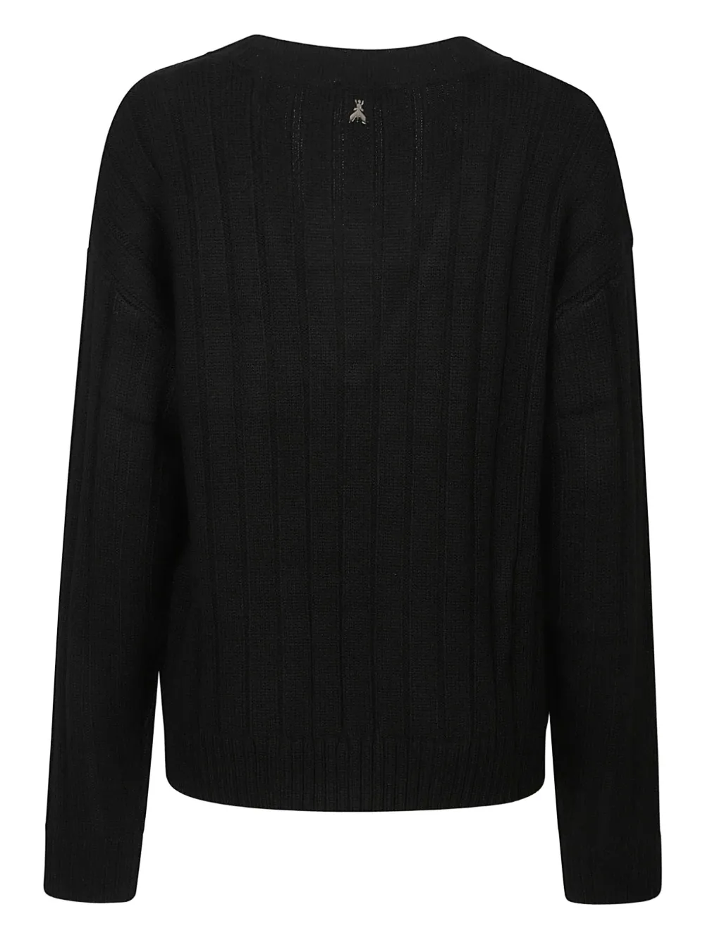Patrizia Pepe Geribbelde trui met V-hals Zwart