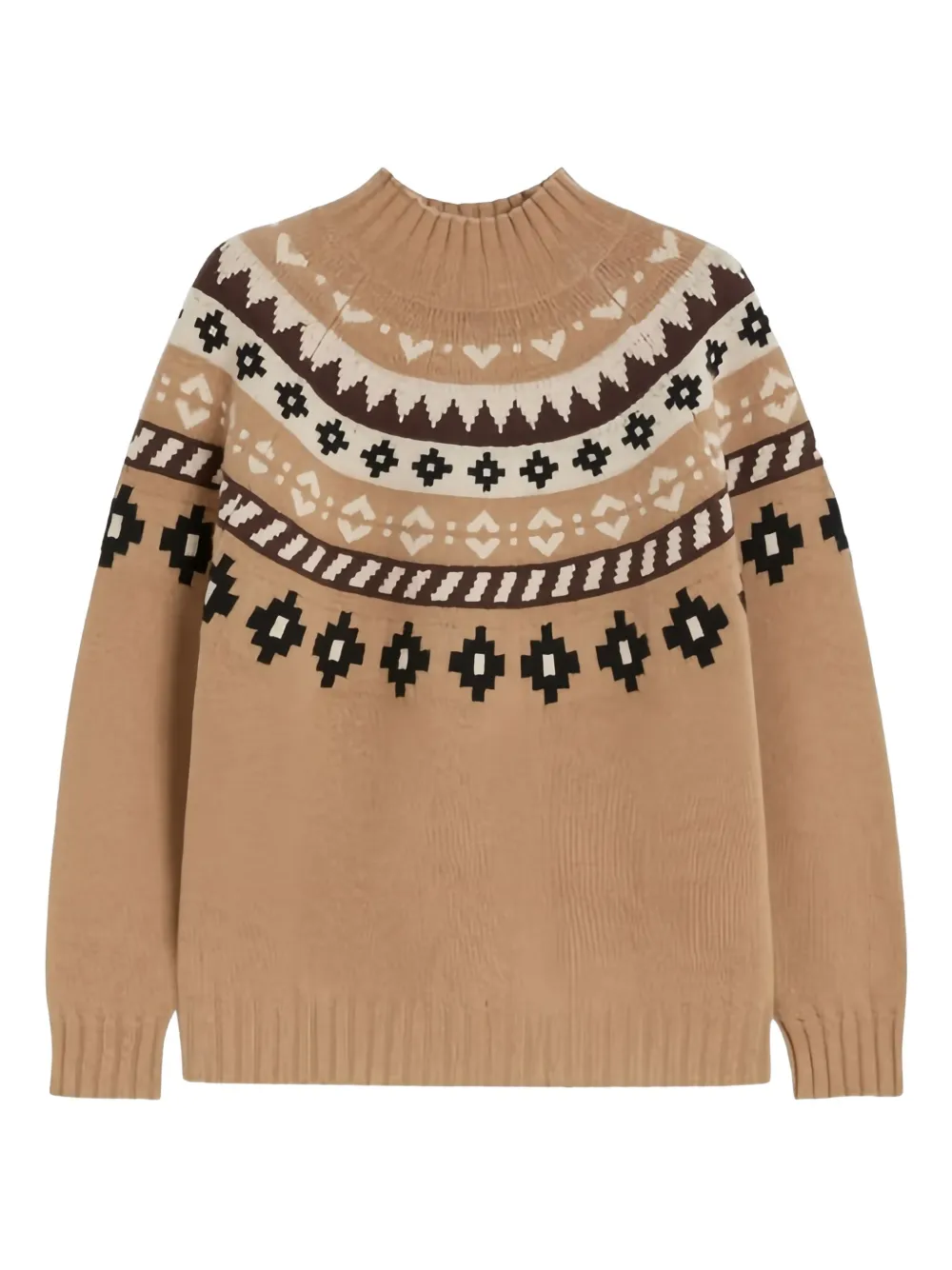 Weekend Max Mara Hardy Patterned Roll-neck Sweater In Brown