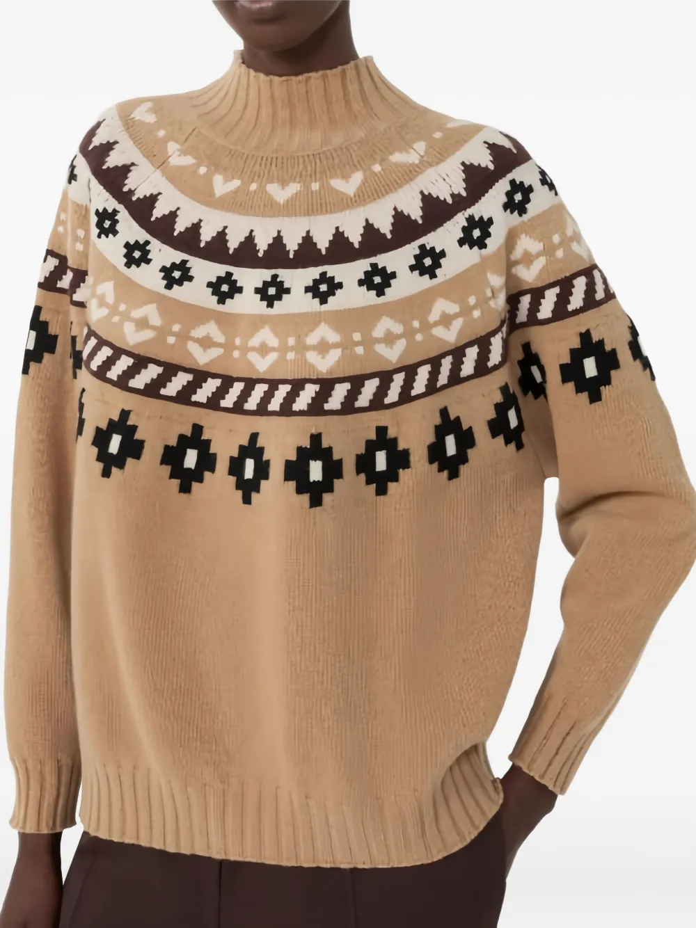 Weekend Max Mara Hardy Patterned Roll-neck Sweater In Brown