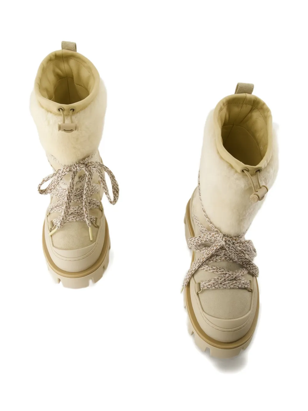 Moncler Peak Après Shearling Lace-up Ankle Boots In Neutral