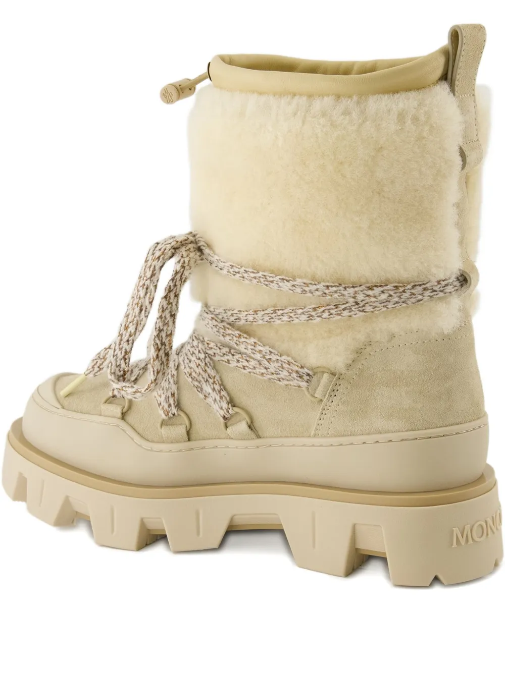 Moncler Peak Après Shearling Lace-up Ankle Boots In Neutral