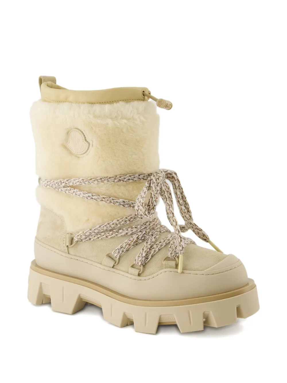 Moncler Peak Après Shearling Lace-up Ankle Boots In Neutral