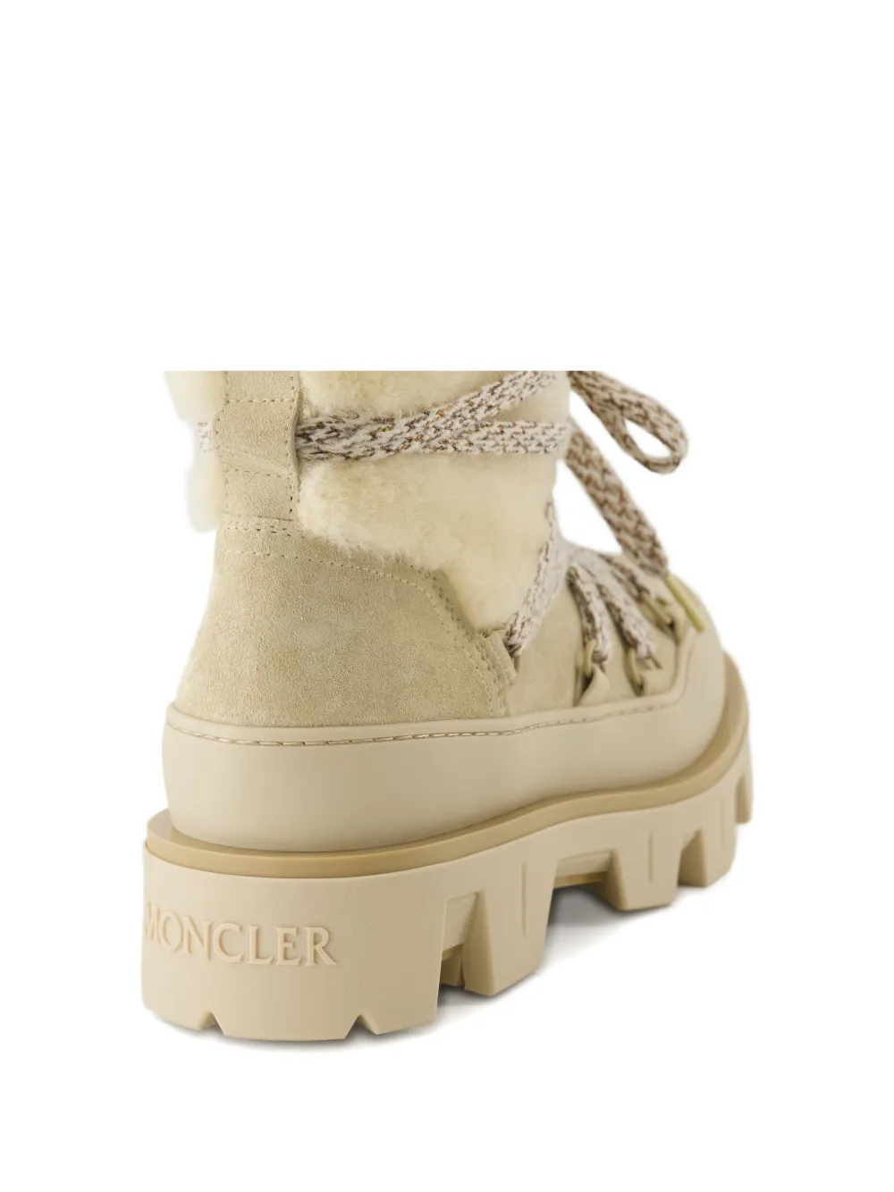 Moncler Peak Après Shearling Lace-up Ankle Boots In Neutral