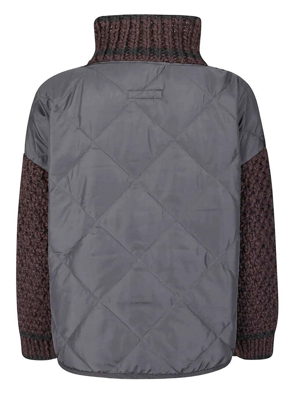 Handmade Quilted Knitted Jacket In Brown
