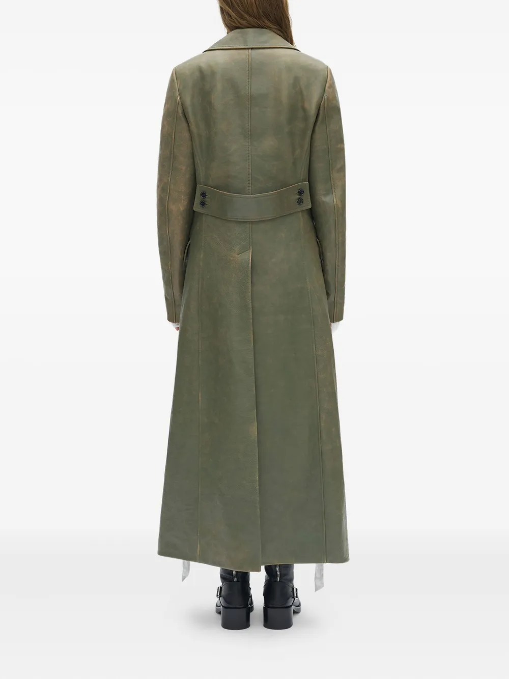 Ann Demeulemeester Agniet Double-breasted Leather Coat In Green