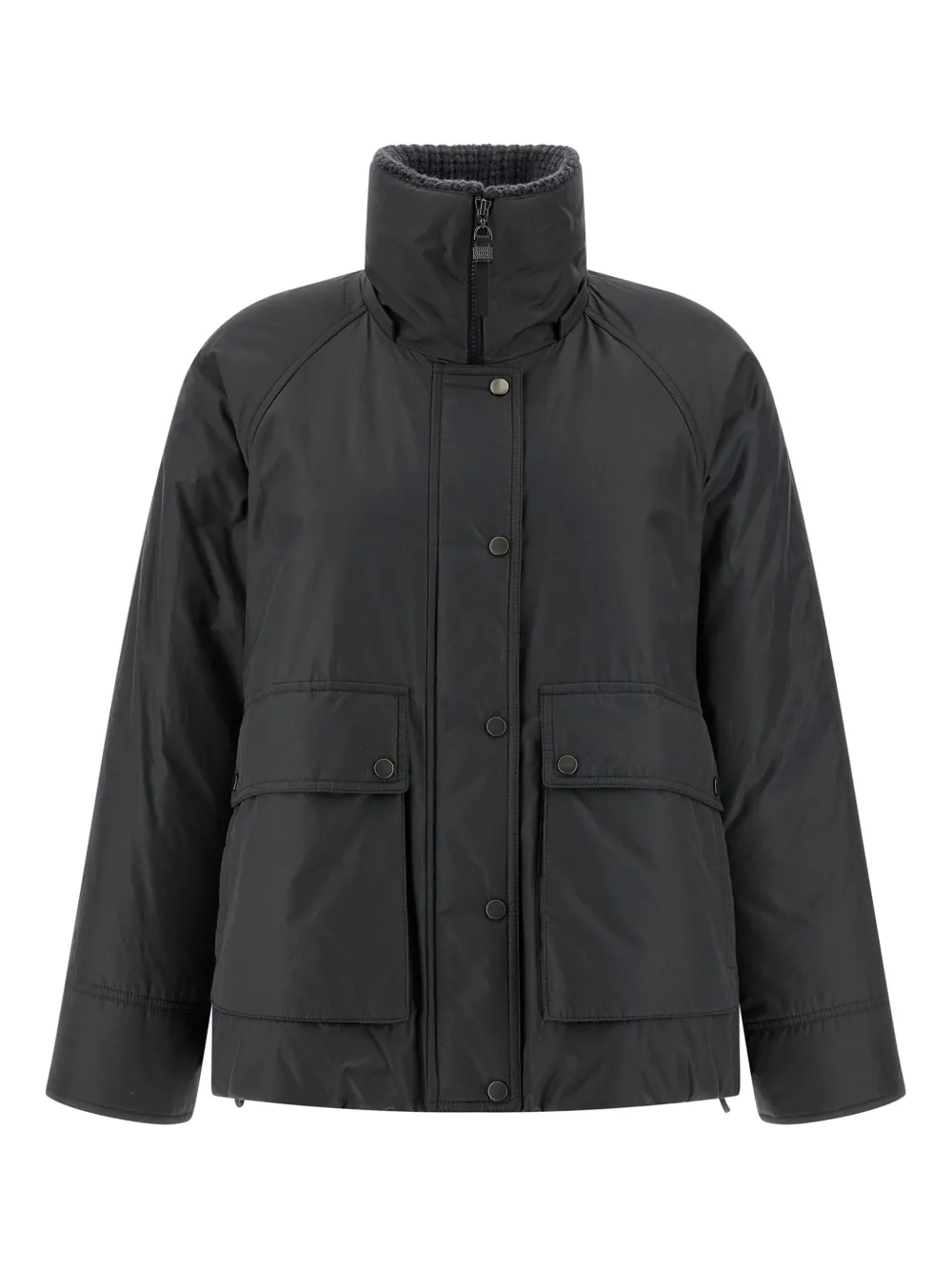 Brunello Cucinelli Cashmere Neck Down Jacket In Gray