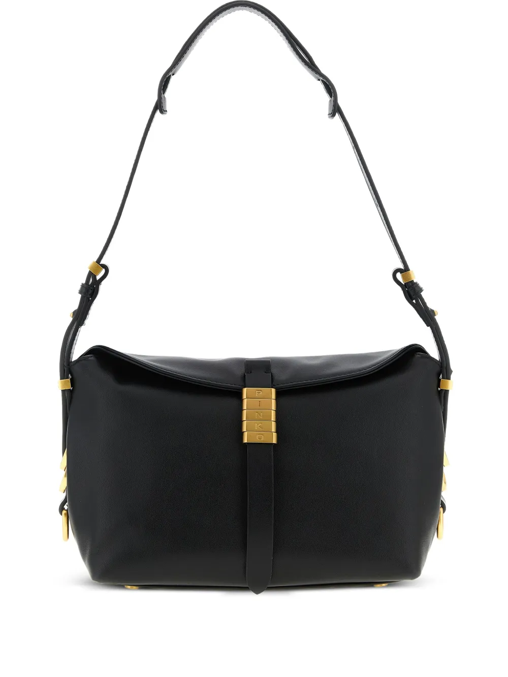 PINKO engraved-rings saddle shoulder bag - Nero