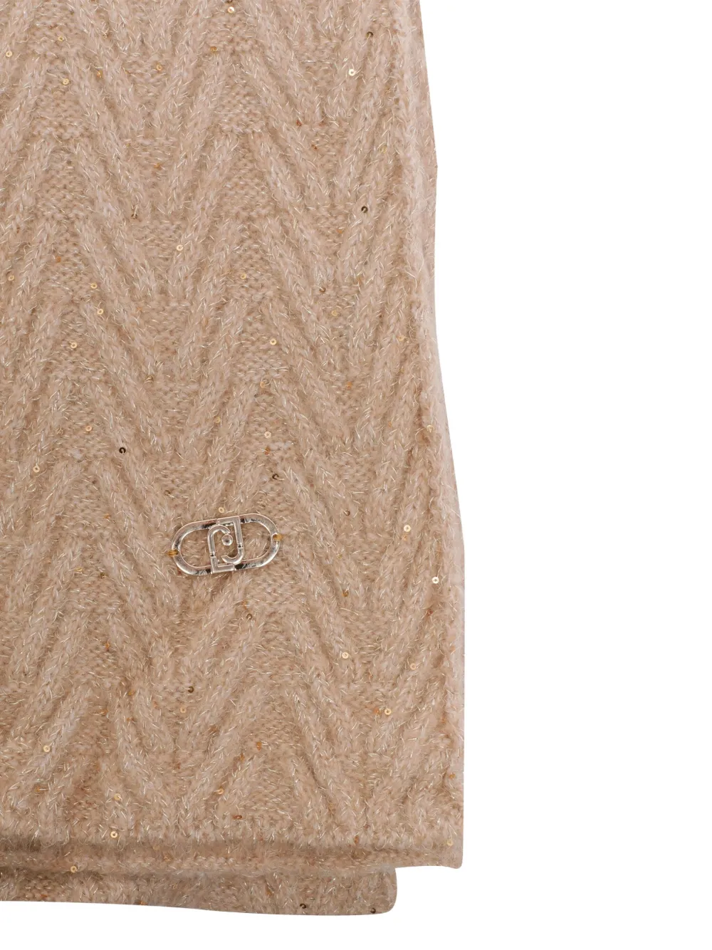 LIU JO logo-plaque chevron scarf - Beige