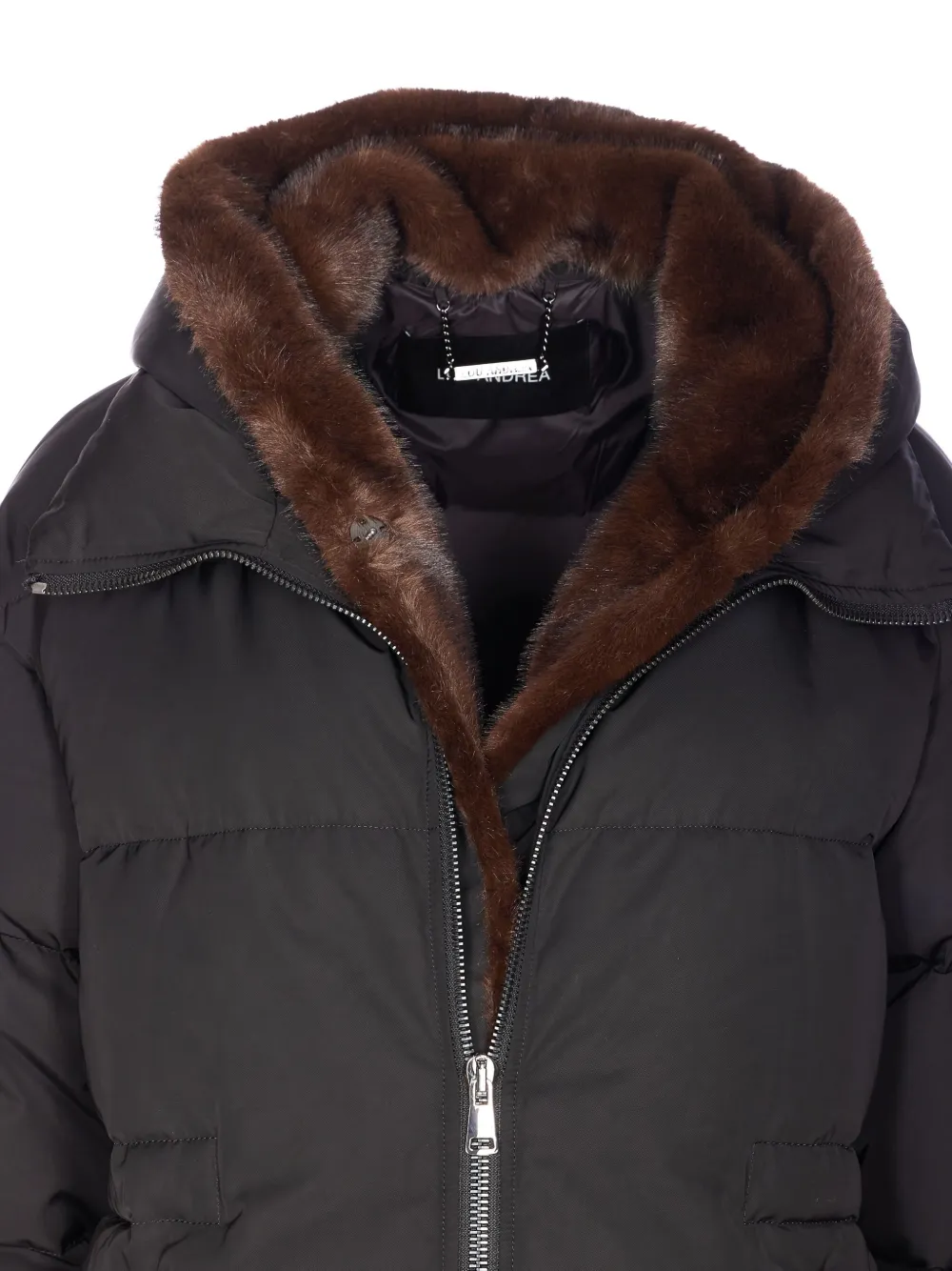 LOU ANDREA Gewatteerd jack met afneembare capuchon Zwart