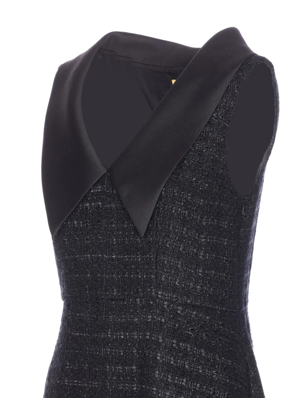Curiel Boucle-effect V-neck Midi Dress In Black