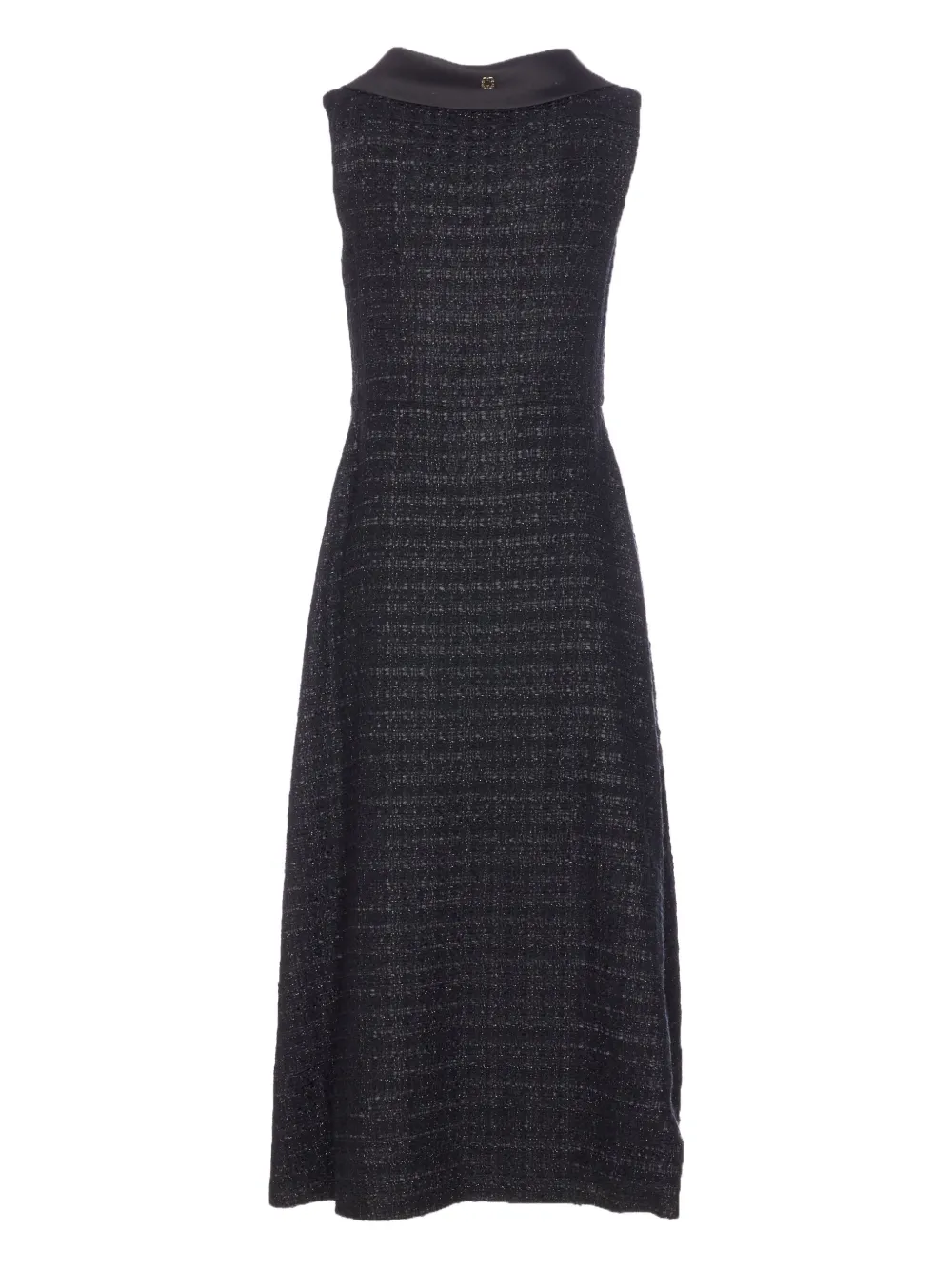 Curiel Boucle-effect V-neck Midi Dress In Black