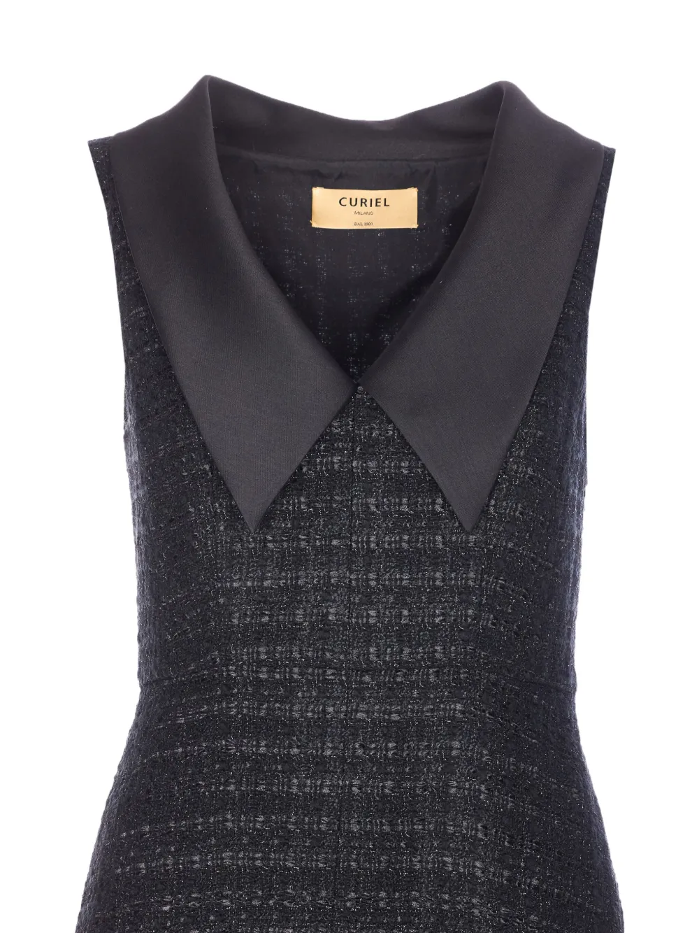 Curiel Boucle-effect V-neck Midi Dress In Black