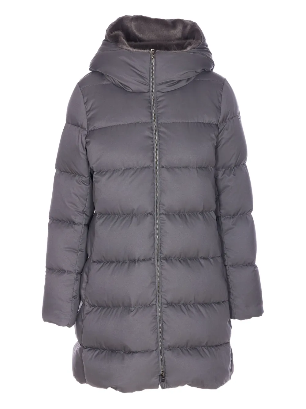 Herno Women Arendelle And New Lady Faux Fur A-shape Down Jacket In Gray