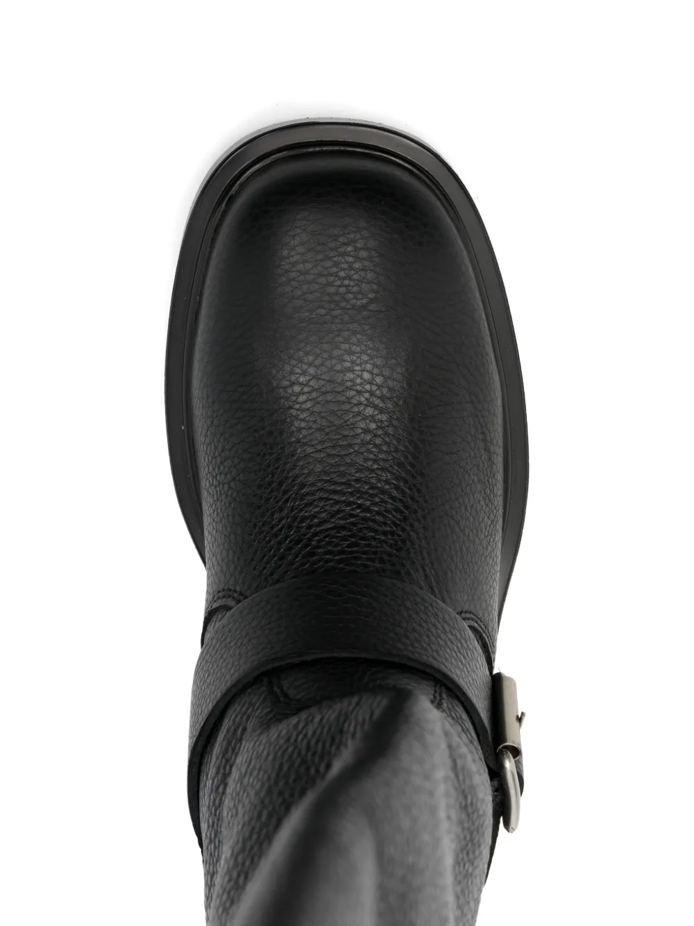 Copenhagen Black Boot With Buckle In Grained Leather In Black