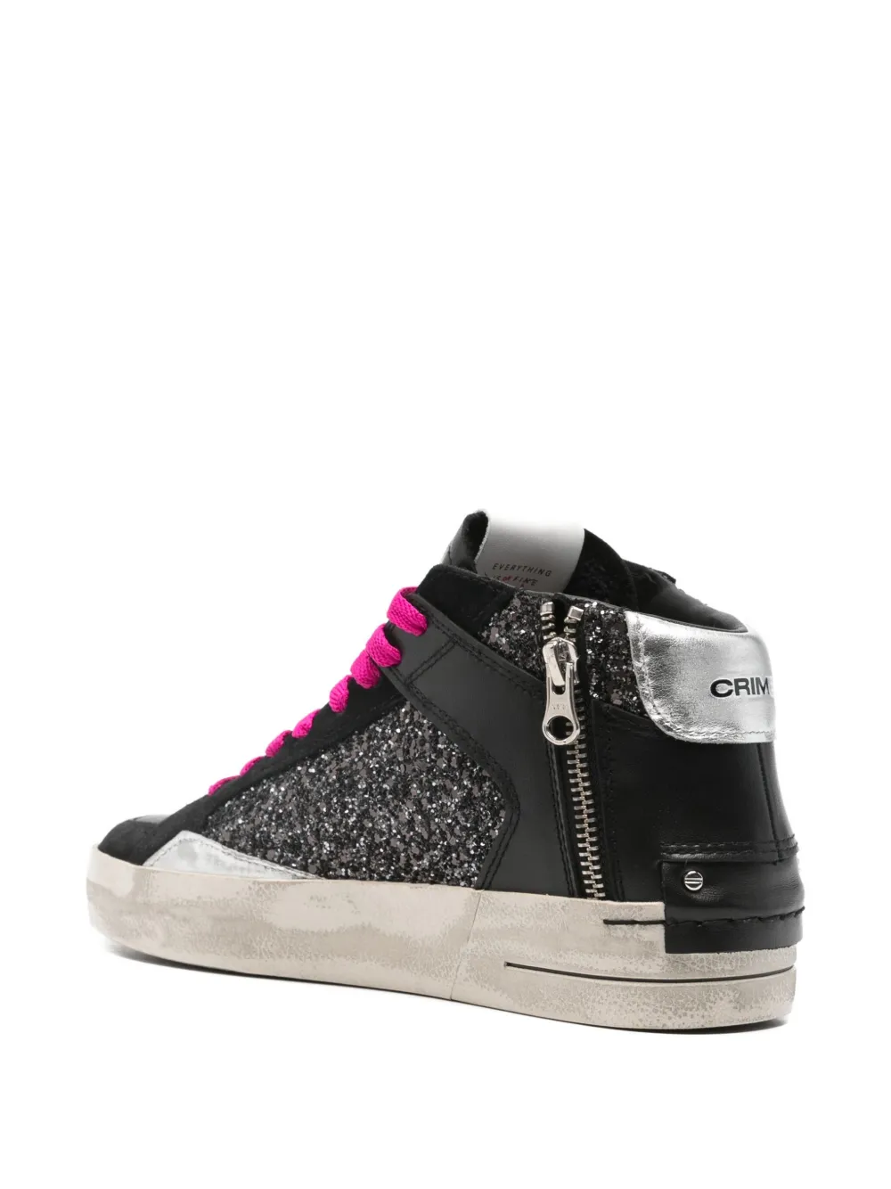 Crime London SK8 Deluxe high-top sneakers met glitters Zwart