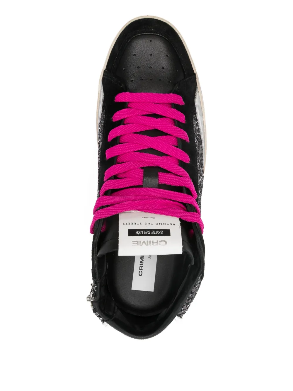 Crime London SK8 Deluxe high-top sneakers met glitters Zwart