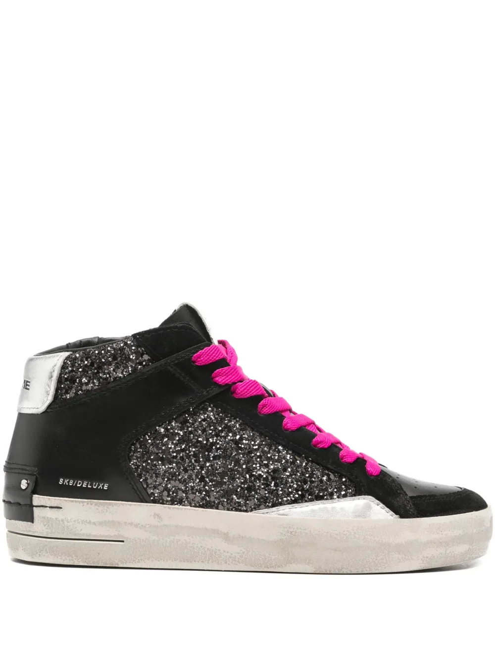 Crime London SK8 Deluxe high-top sneakers met glitters Zwart