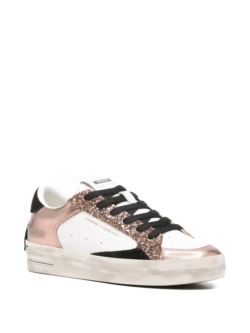 Crime London SK8 Deluxe glitter panel sneakers Wit