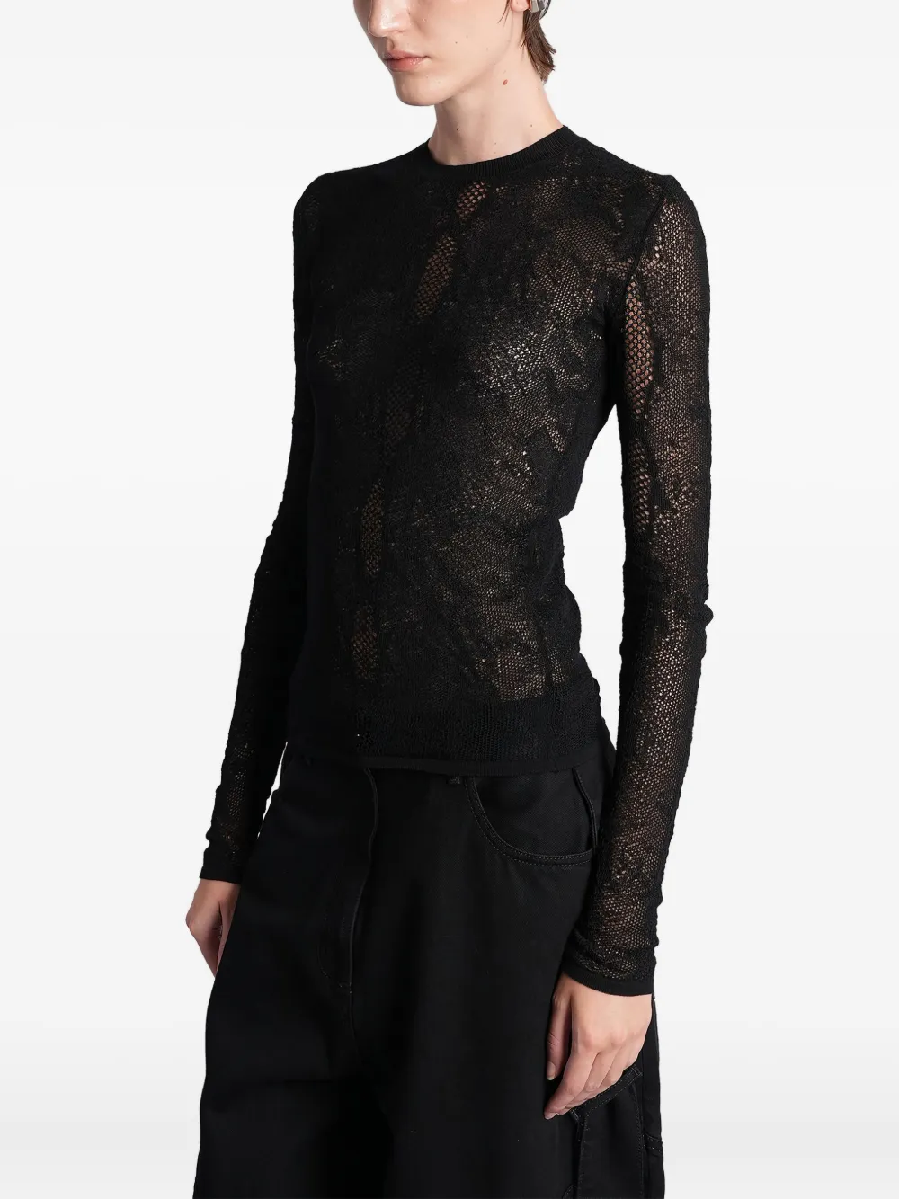 Attico Openwork Blouse In Black