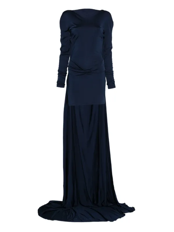 david koma blue dress FRINGE DRAPED MINI KNIT DRESS IN BLUE – David Koma main image 0