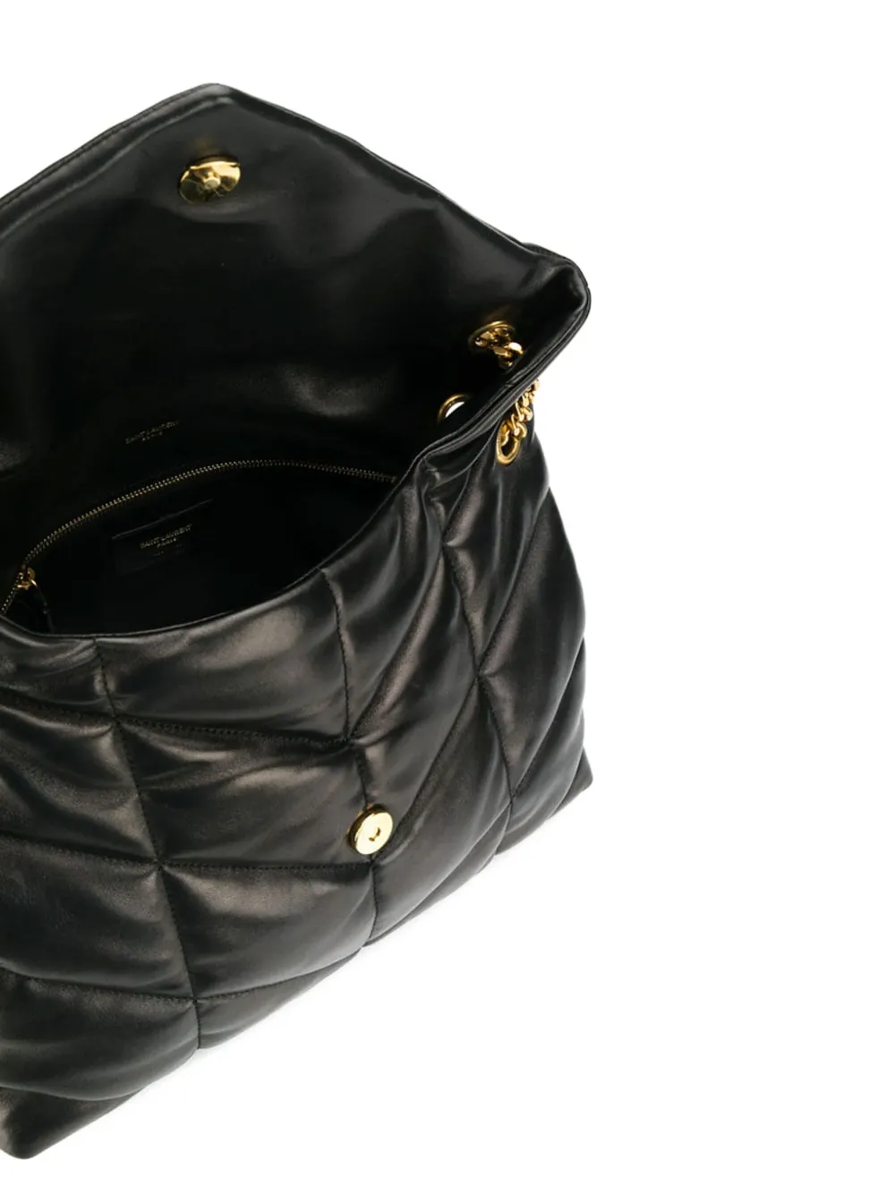 Saint Laurent Medium Loulou Puffer Quilted-logo Shoulder Bag In Black