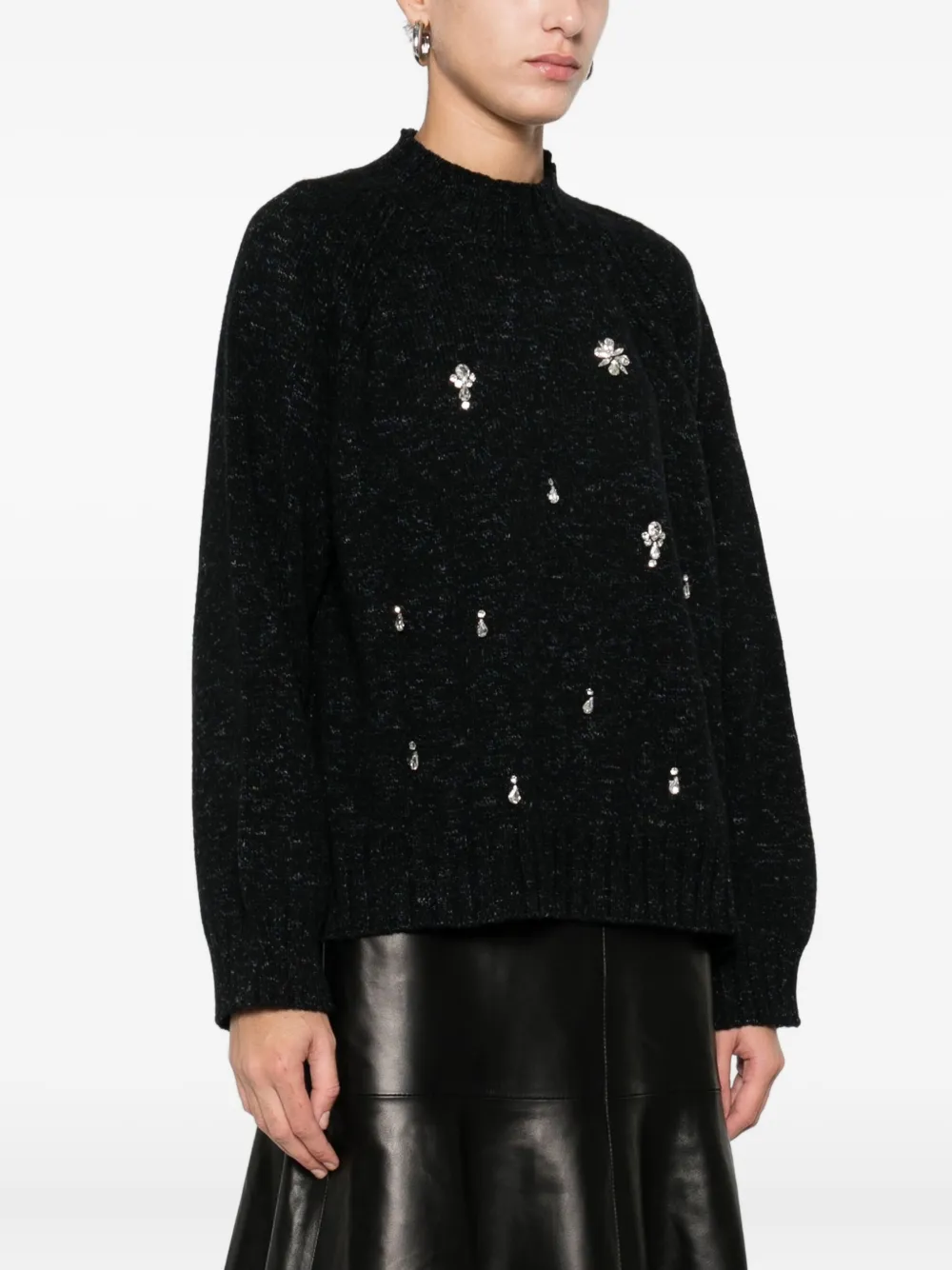 Solotre Embellished Sweater In Black