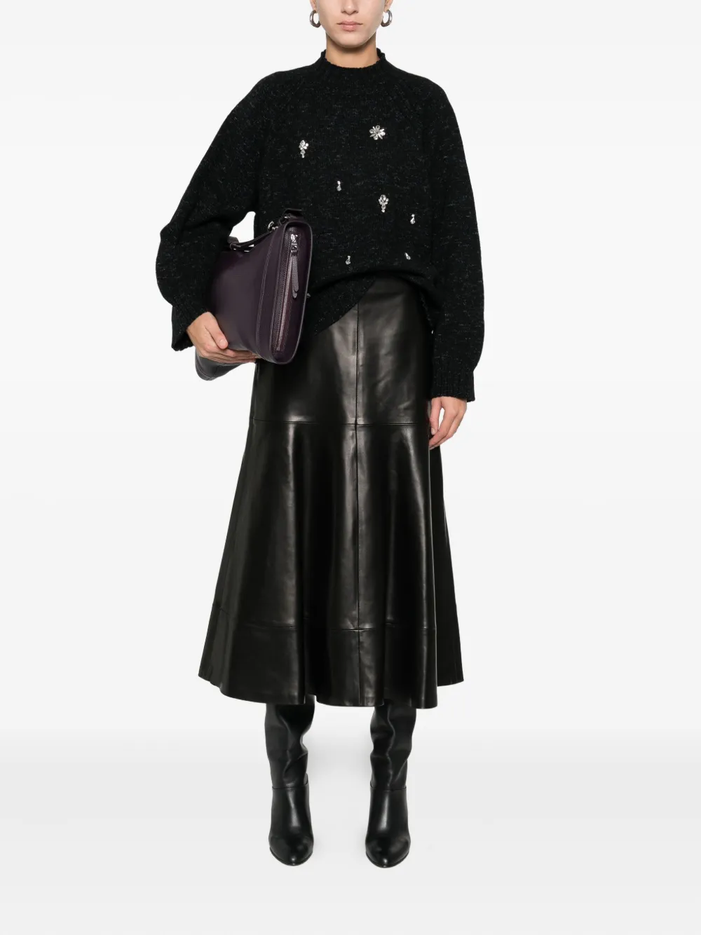 Solotre Embellished Sweater In Black