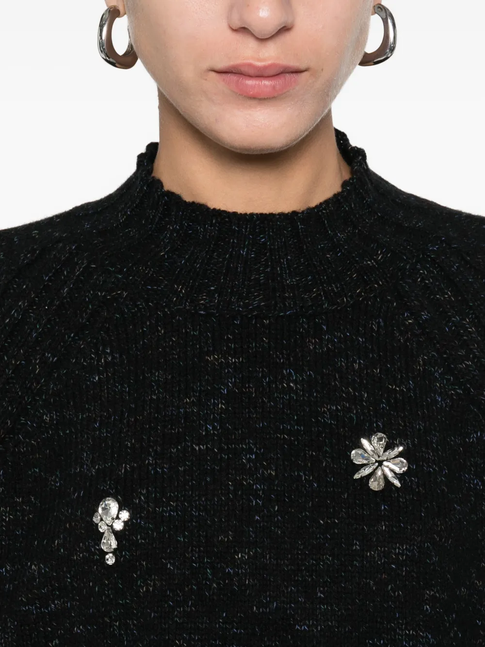 Solotre Embellished Sweater In Black