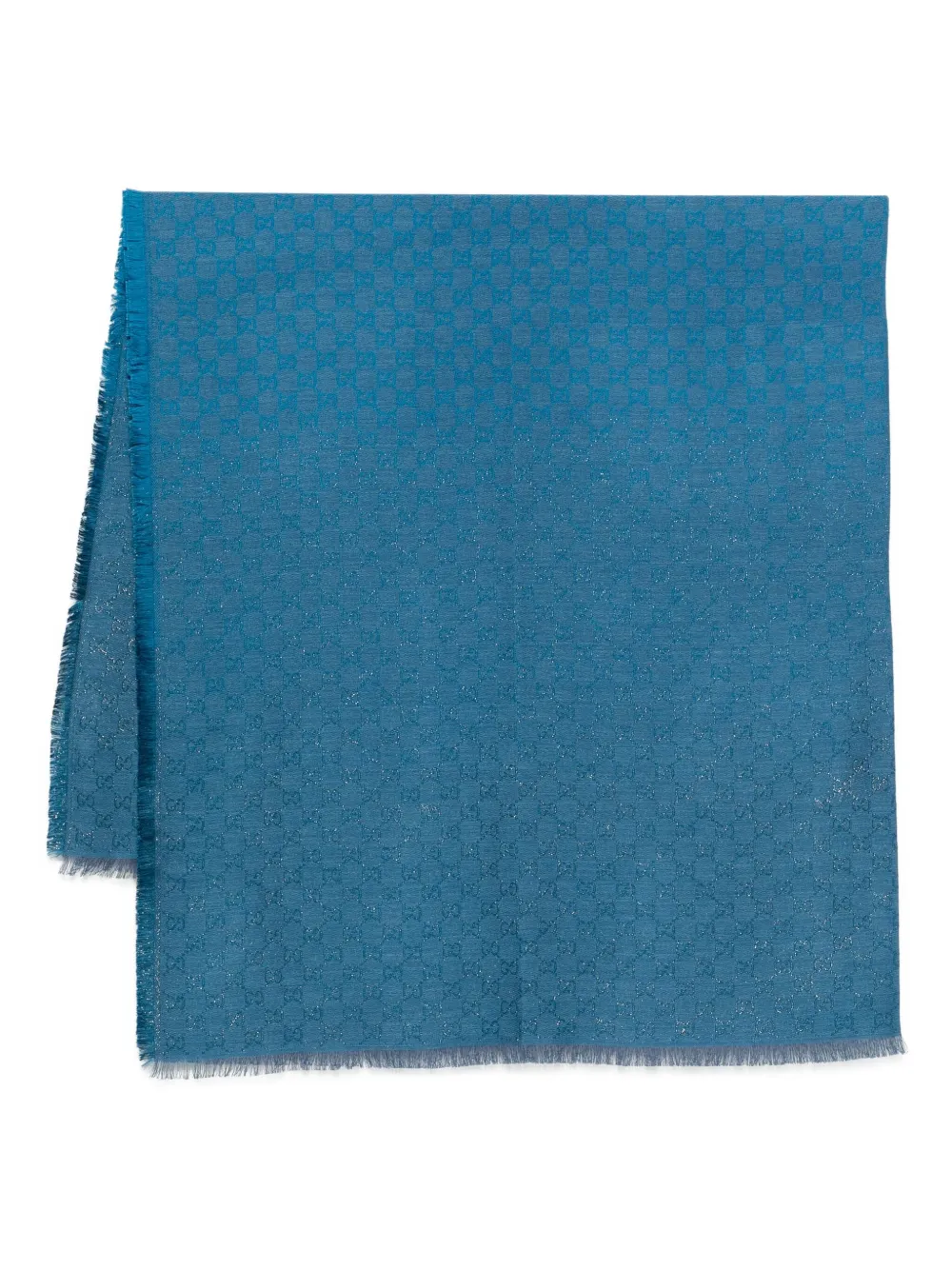 Gucci Monogram Fringed Scarf In Blue