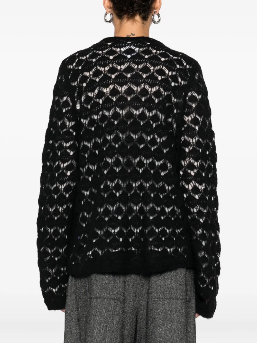 Solotre Open-work Sweater In Black