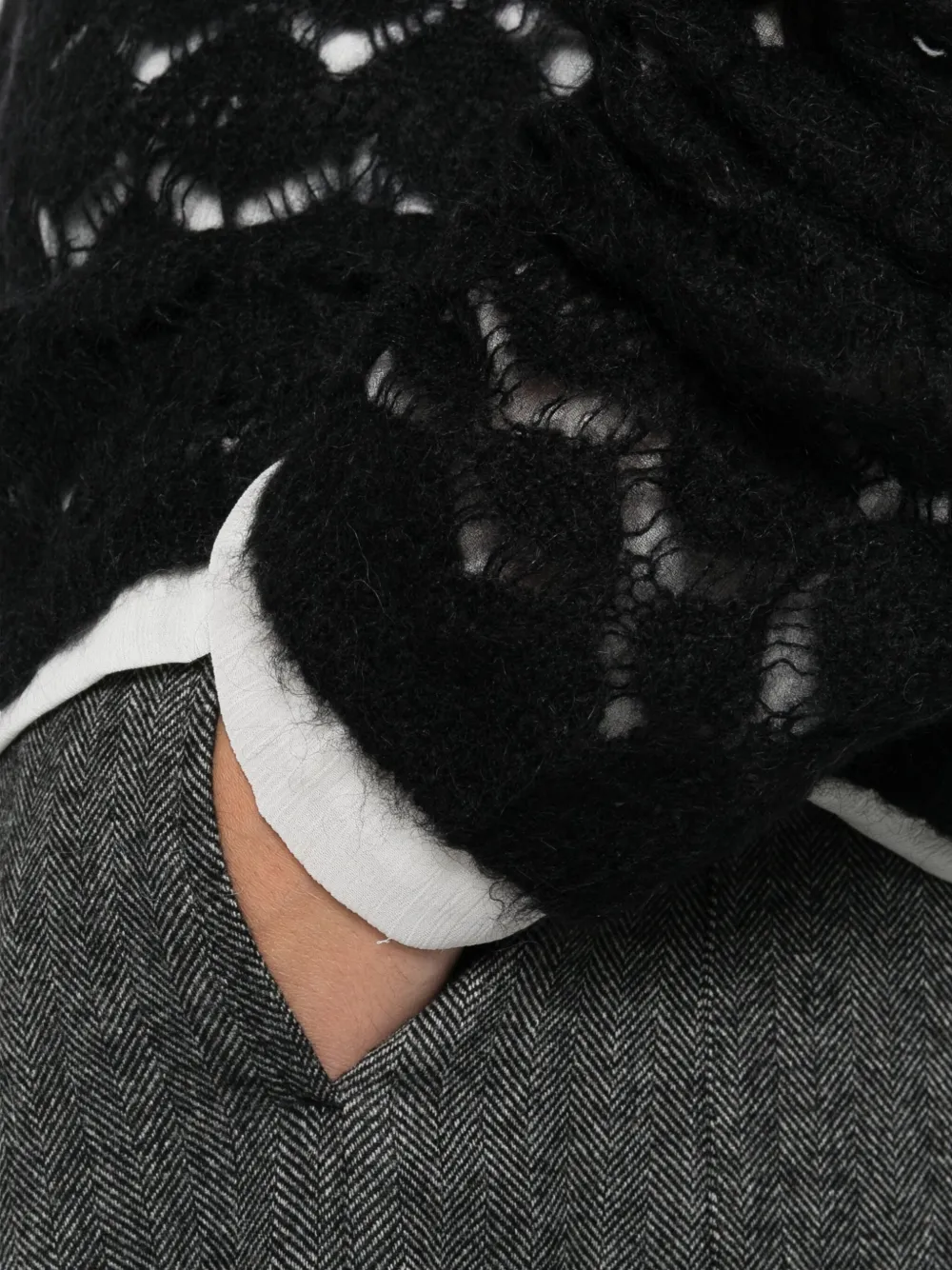 Solotre Open-work Sweater In Black