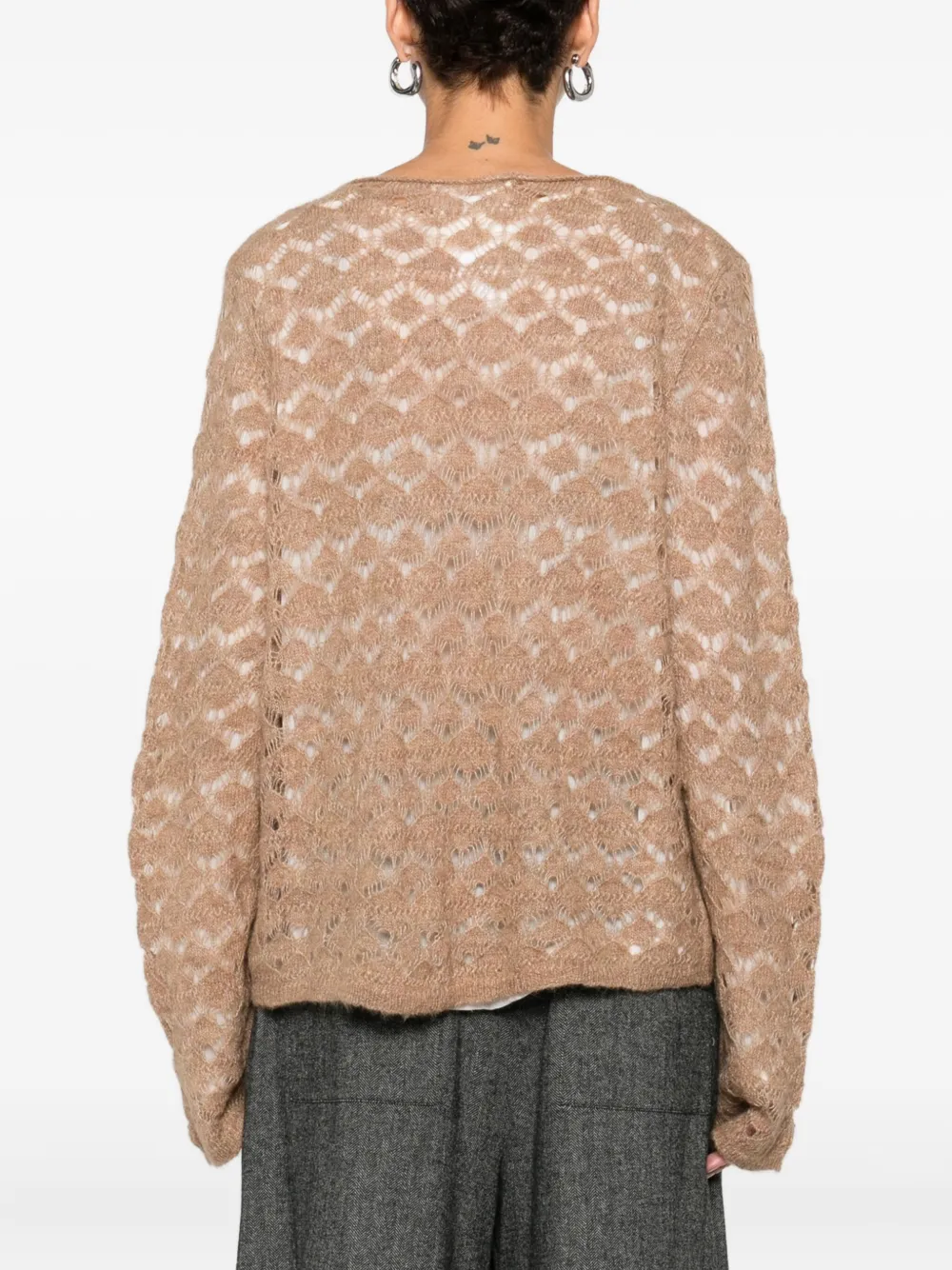 Solotre Open-knit Sweater In Brown