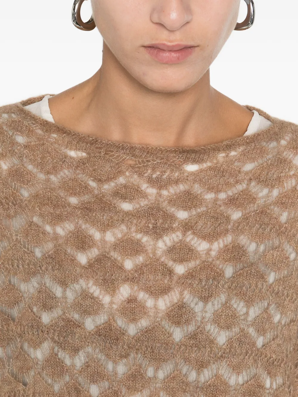 Solotre Open-knit Sweater In Brown