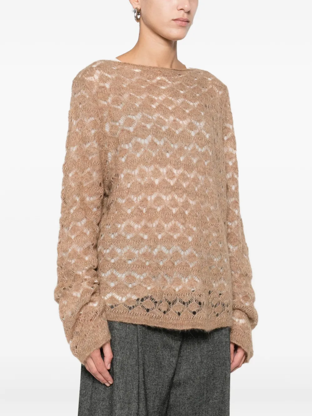 Solotre Open-knit Sweater In Brown