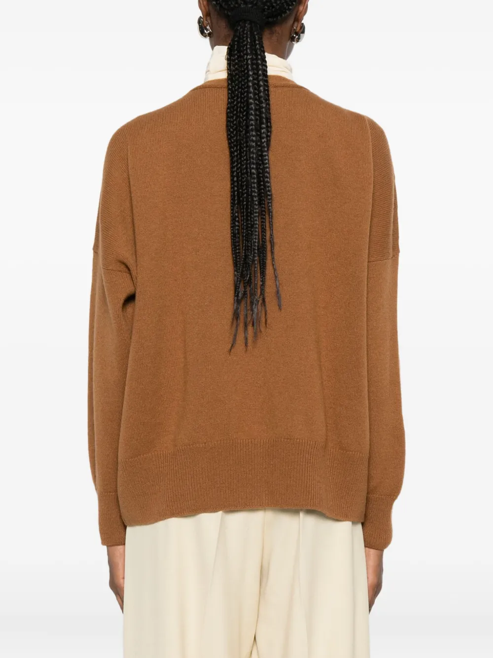 Solotre V-neck Cardigan In Burgundy