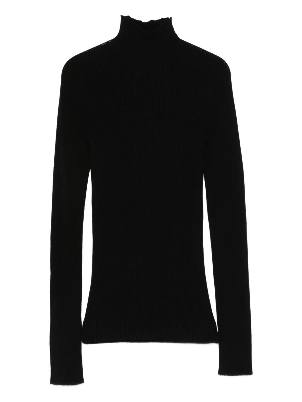Solotre Roll-neck Ribbed Sweater In Black