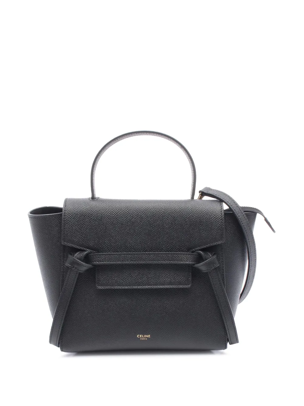 Celine Pre-Owned 2010-2025 ナノ グレインカーフスキン ベルトバッグ サッチェル - ブラック Celine Pre-Owned 2010-2025 ナノ グレインカーフスキン ベルトバッグ サッチェル - ブラック