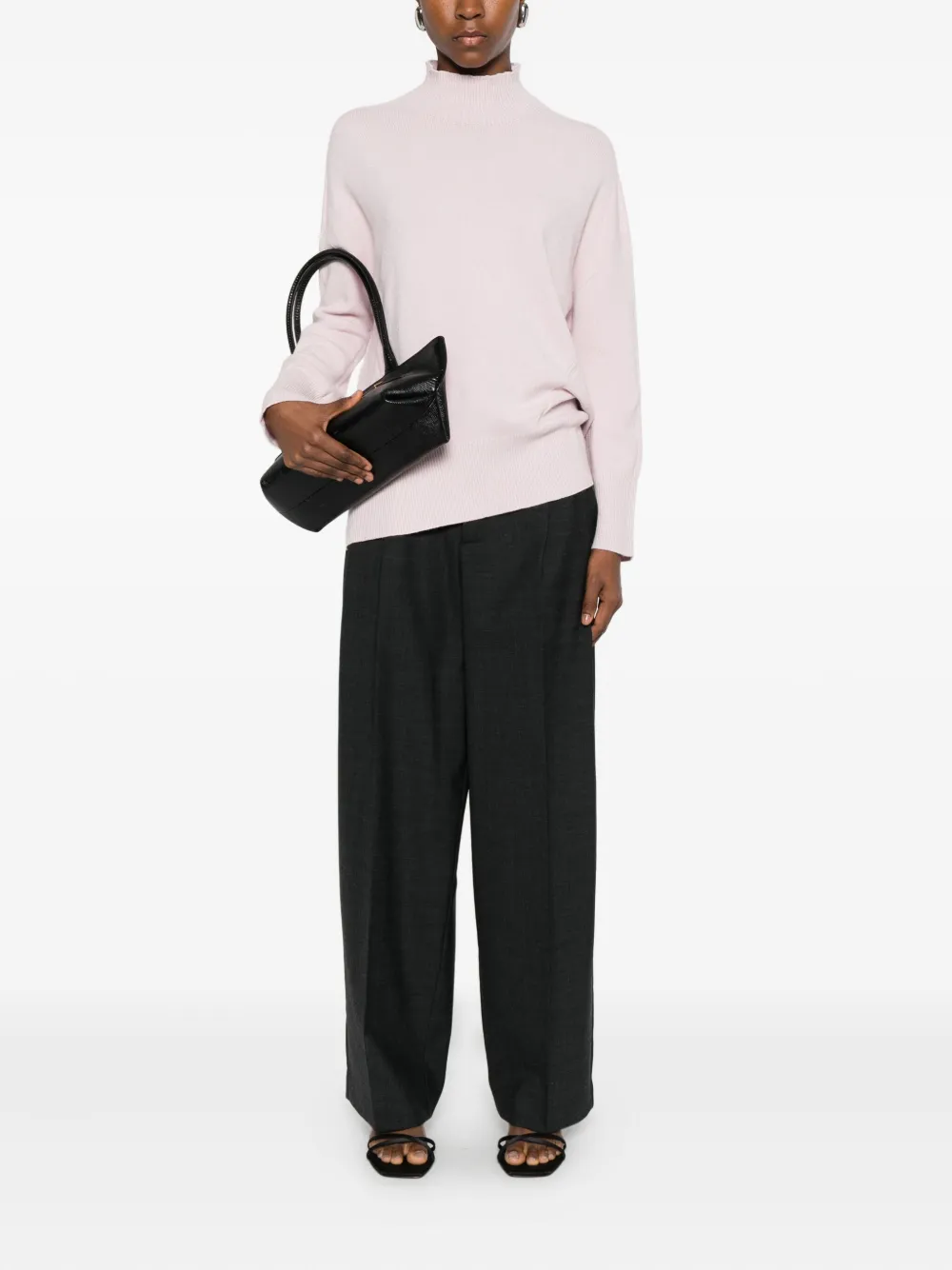 Solotre Ribbed High-neck Sweater In Pink