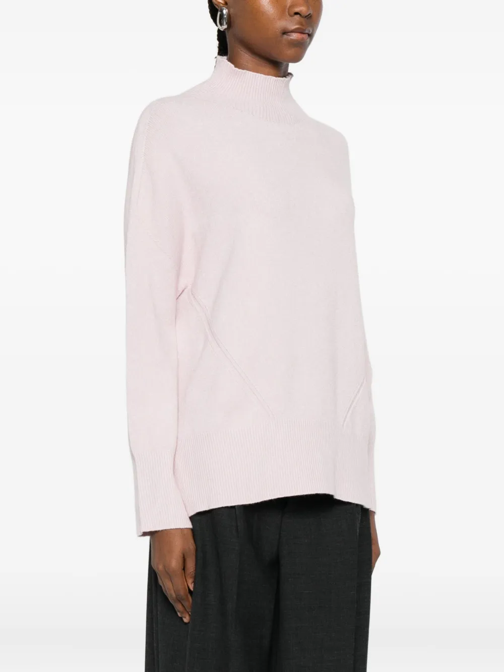 Solotre Ribbed High-neck Sweater In Pink