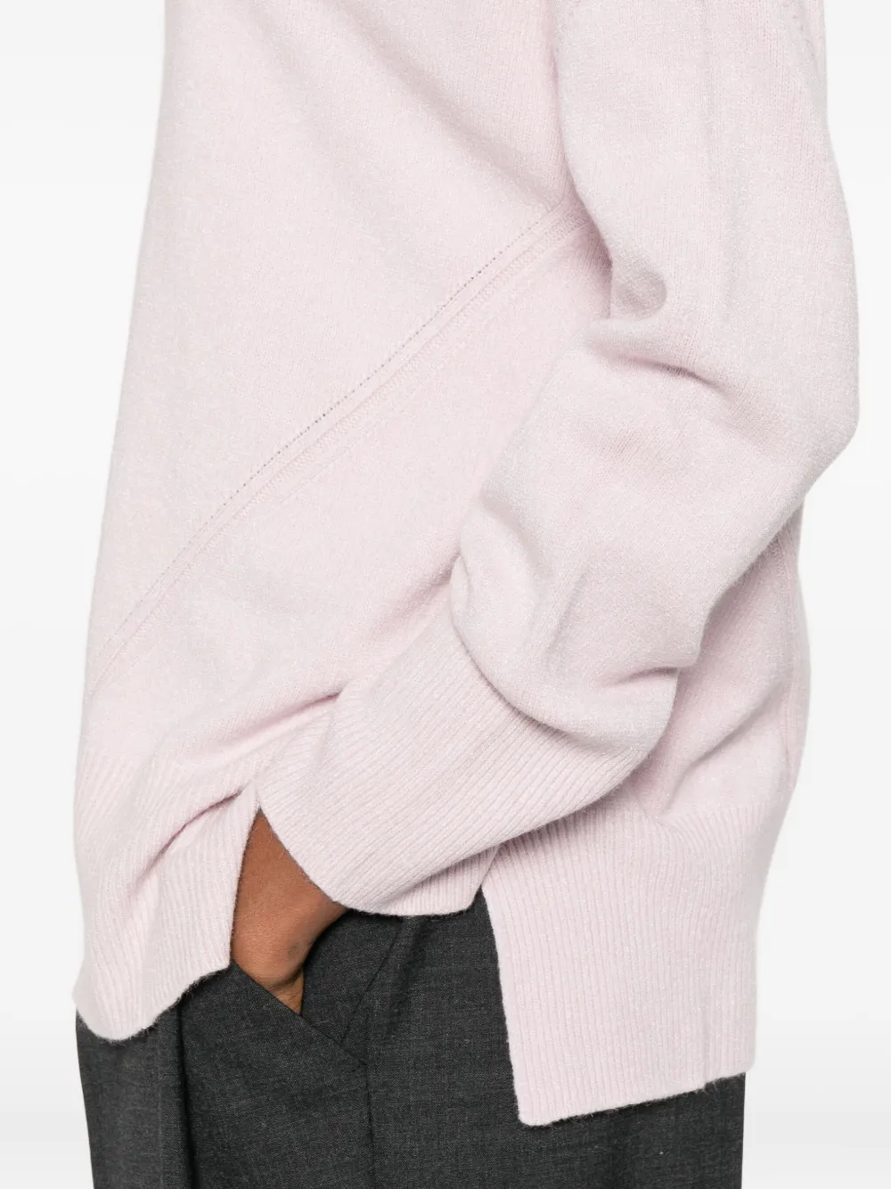Solotre Ribbed High-neck Sweater In Pink