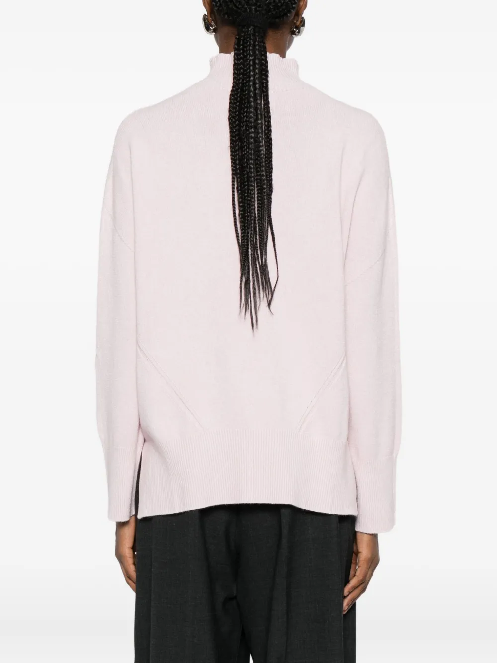 Solotre Ribbed High-neck Sweater In Pink
