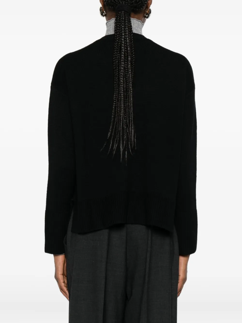Solotre V-neck Ribbed-trim Cardigan In Black