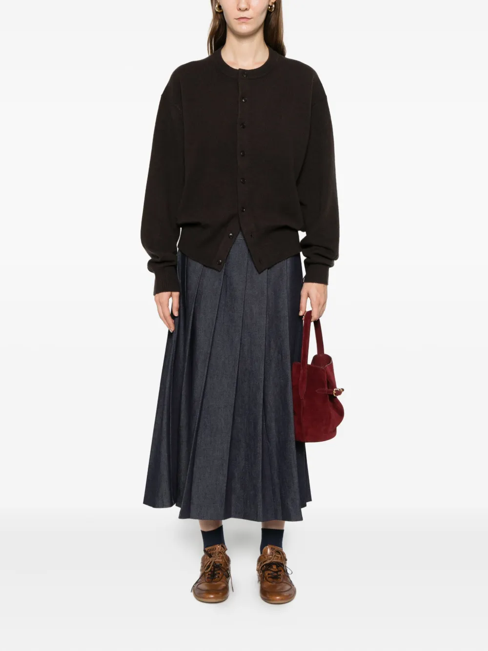 Extreme Cashmere Luce Buttoned Cardigan In Brown