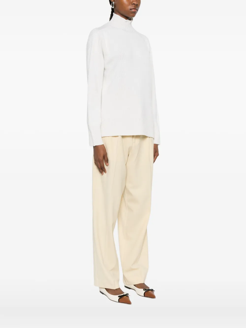 Solotre High-neck Sweater In White