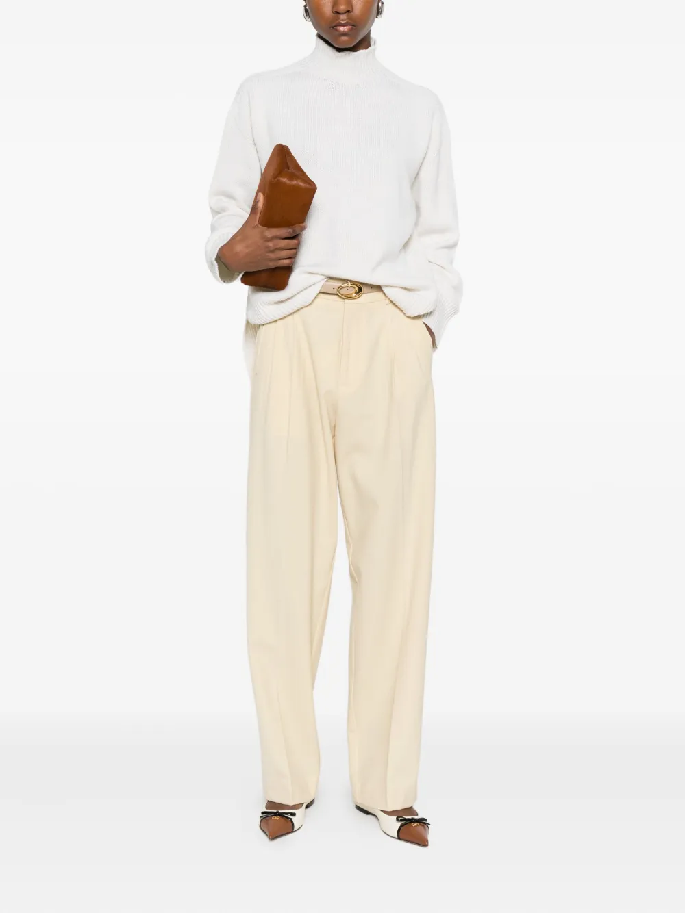 Solotre High-neck Sweater In White