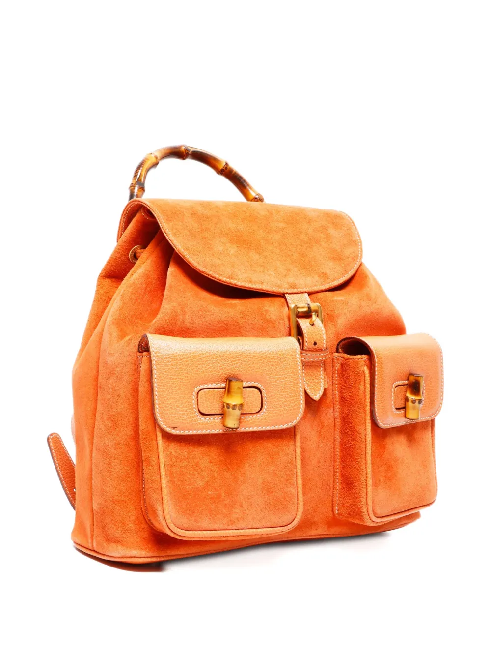 Pre-owned Gucci 1990-2000 Bamboo Backpack In Orange