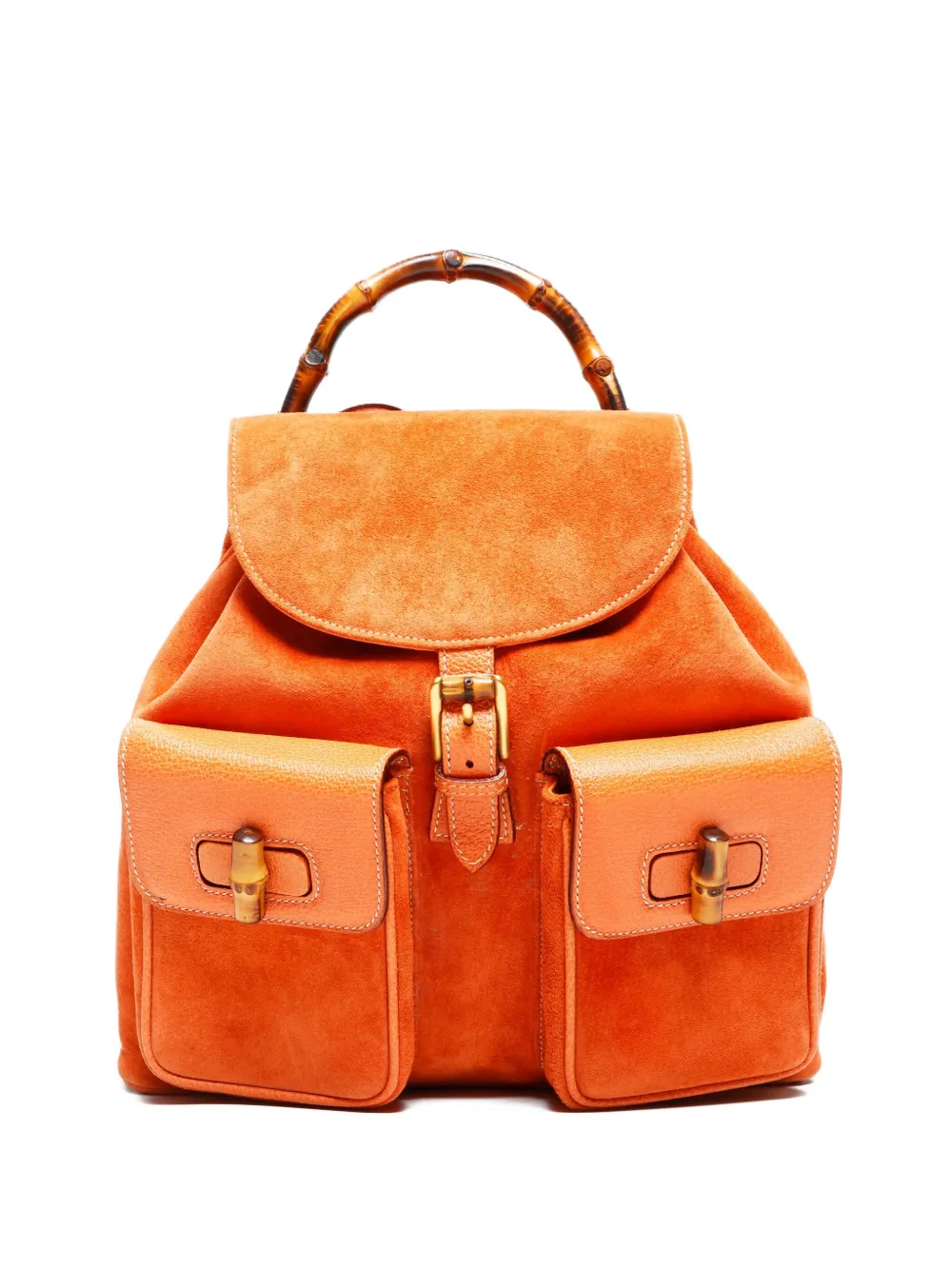 Pre-owned Gucci 1990-2000 Bamboo Backpack In Orange