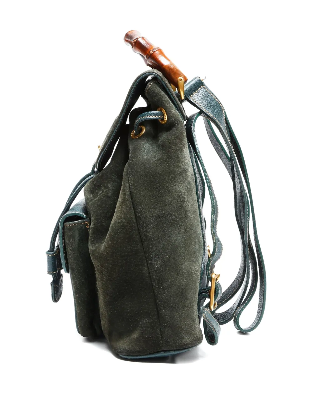 Pre-owned Gucci 1990-2000 Bamboo Backpack In Green